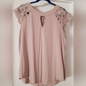 Pink Sleeveless Relaxed Cut Out Blouse